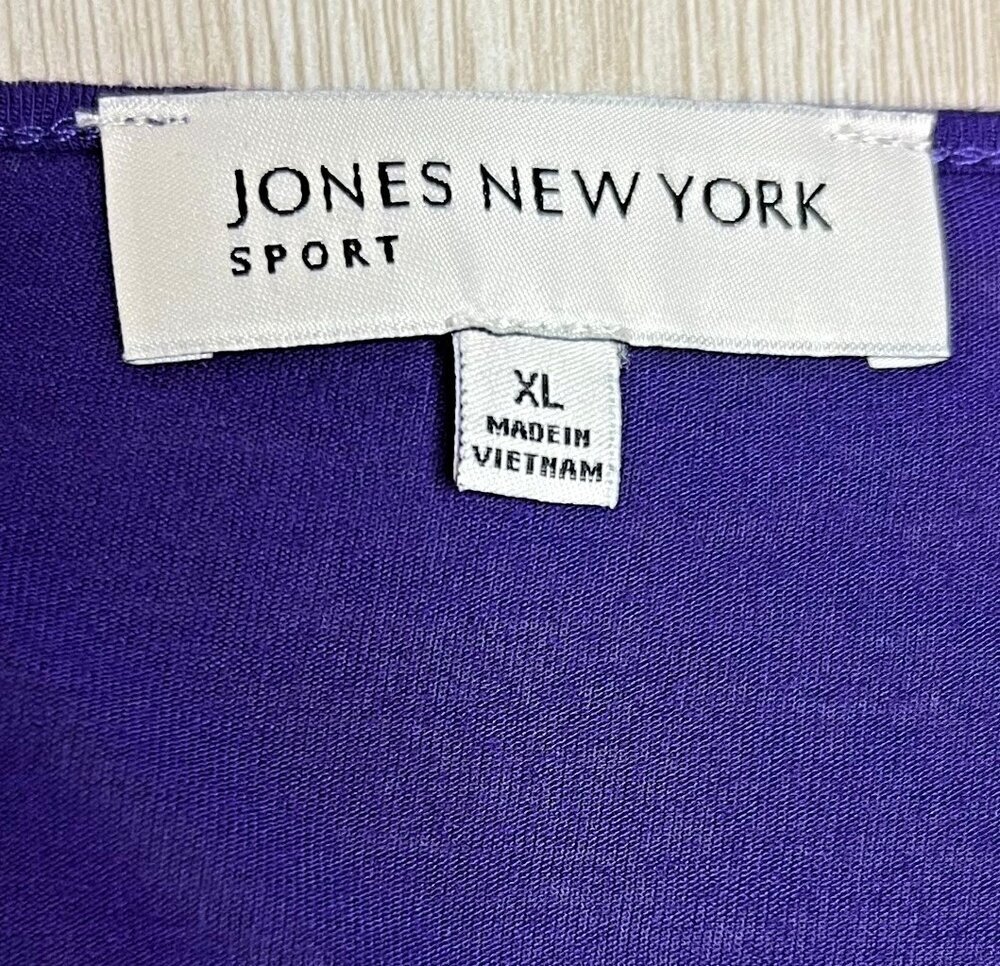 Jones NY Sport - Blouse Women's XL Jersey V-Neck Cascade Front 3/4 Sleeve - Picture 12 of 16